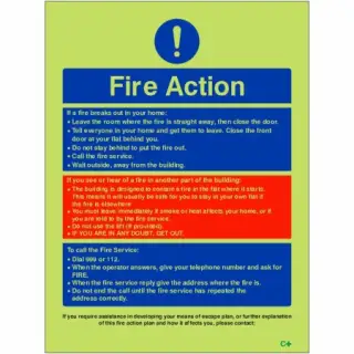 Photoluminescent (Glow in the Dark) Rigid Plastic (Class C) Personal Emergency Evacuation Plan PEEP Sign