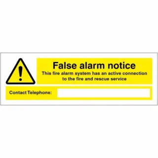 Self Adhesive Vinyl False Alarm Notice Sign - 150mm x 50mm