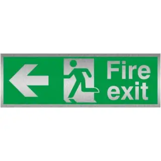 Brushed Aluminium (3mm) Fire Exit Arrow Left Sign