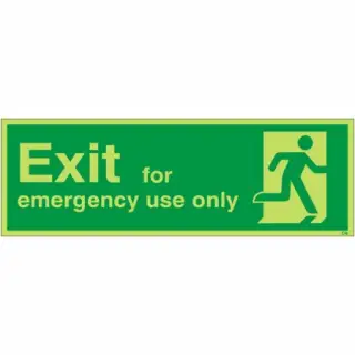 Photoluminescent (Glow in the Dark) Rigid Plastic (Class C) "Exit For Emergency Use Only" Sign