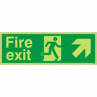 Photoluminescent (Glow in the Dark) Rigid Plastic (Class C) Fire Exit Up Right Sign