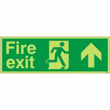 Click Here To Enlarge This Photo Of Photoluminescent (Glow in the Dark) Rigid Plastic (Class C) Fire Exit Up Sign
