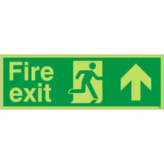 Photoluminescent (Glow in the Dark) Rigid Plastic (Class C) Fire Exit Up Sign