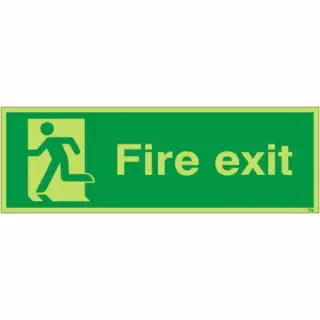 Photoluminescent (Glow in the Dark) Rigid Plastic (Class C) Final Exit Running Man Left Sign