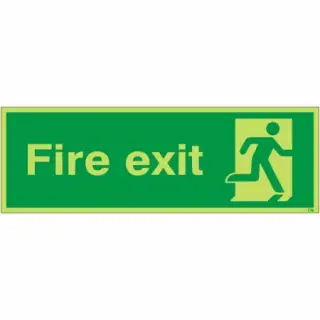 Photoluminescent (Glow in the Dark) Rigid Plastic (Class C) Final Exit Running Man Right Sign