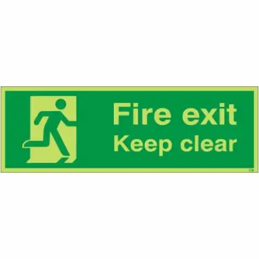 Click Here To Enlarge This Photo Of Photoluminescent (Glow in the Dark) Rigid Plastic (Class C) Final Fire Exit Keep Clear Sign