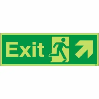 Photoluminescent (Glow in the Dark) Rigid Plastic (Class C) Exit Arrow Up Right Sign