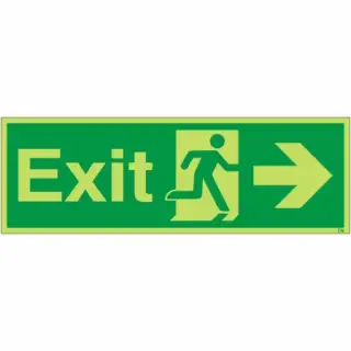 Photoluminescent (Glow in the Dark) Rigid Plastic (Class C) Exit Arrow Right Sign