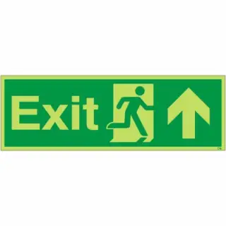 Photoluminescent (Glow in the Dark) Rigid Plastic (Class C) Exit Arrow Up Sign