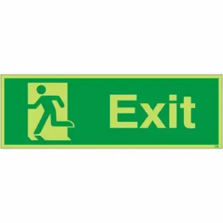 Photoluminescent (Glow in the Dark) Rigid Plastic (Class C) Exit Running Man Left Sign