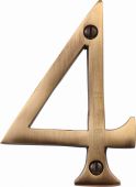 C1560 4-AT Heritage Brass Numeral 4 Face Fix 76mm (3") Antique Brass Finish