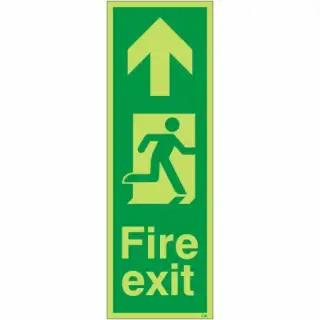 Photoluminescent (Glow in the Dark) Rigid Plastic (Class C) Fire Exit Arrow Up Sign