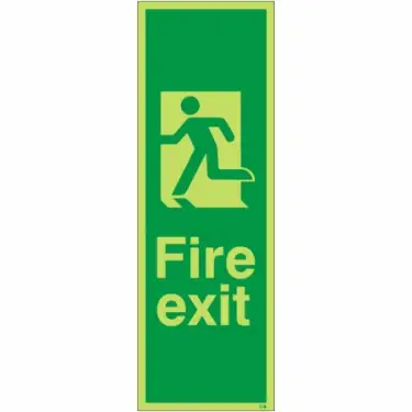Click Here To Enlarge This Photo Of Photoluminescent (Glow in the Dark) Self Adhesive (Class C) Fire Exit Running Man Left Sign