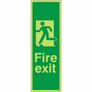 Photoluminescent (Glow in the Dark) Self Adhesive (Class C) Fire Exit Running Man Left Sign