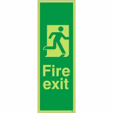 Click Here To Enlarge This Photo Of Photoluminescent (Glow in the Dark) Self Adhesive (Class C) Fire Exit Running Man Right Sign