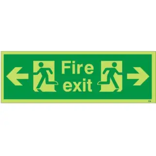 Photoluminescent (Glow in the Dark) Rigid Plastic (Class C) Fire Exit Left / Right Sign