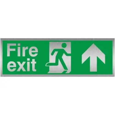 Click Here To Enlarge This Photo Of Brushed Aluminium (3mm) Fire Exit Up Sign