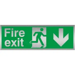 Brushed Aluminium (3mm) Fire Exit Down Sign