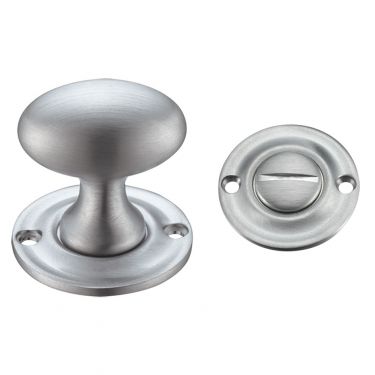 Click Here To Enlarge This Photo Of FB42SC - Zoo Hardware Fulton & Bray Oval Thumb Turn with Coin Release (5mm spindle) Satin Chrome