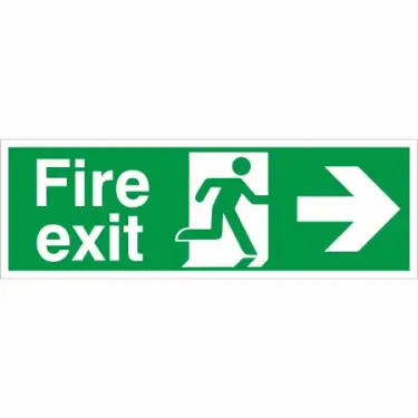 Click Here To Enlarge This Photo Of Self Adhesive Vinyl Fire Exit Right Sign