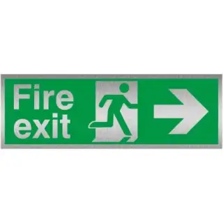 Brushed Aluminium (3mm) Fire Exit Right Sign