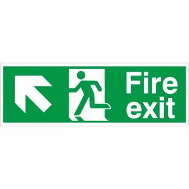 Click Here To Enlarge This Photo Of Self Adhesive Vinyl Fire Exit Arrow Up Left Sign