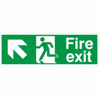 Self Adhesive Vinyl Fire Exit Arrow Up Left Sign