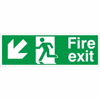 Self Adhesive Vinyl Fire Exit Arrow Down Left Sign