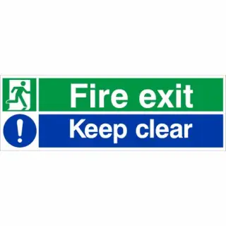 Rigid Plastic (2mm) Fire Exit Keep Clear Sign