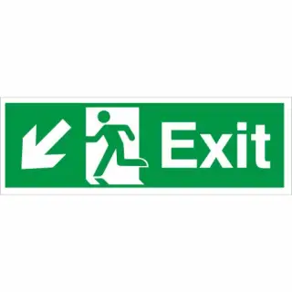 Self Adhesive Vinyl Exit Arrow Down Left Sign