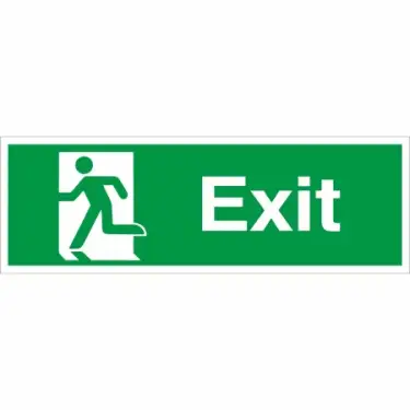 Click Here To Enlarge This Photo Of Rigid Plastic (1mm) Exit Running Man Left Sign