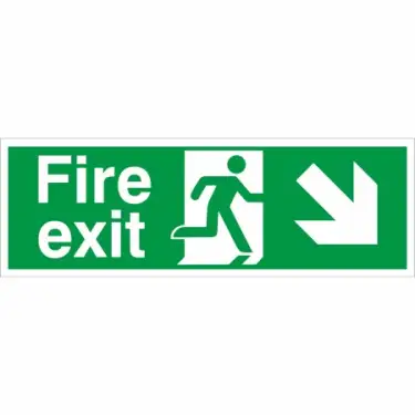 Click Here To Enlarge This Photo Of Self Adhesive Vinyl Fire Exit Down Right Sign