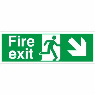 Self Adhesive Vinyl Fire Exit Down Right Sign