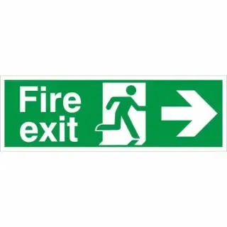 Foam Board (3mm) Extra Large 900mm x 300mm Fire Exit Arrow Right Sign