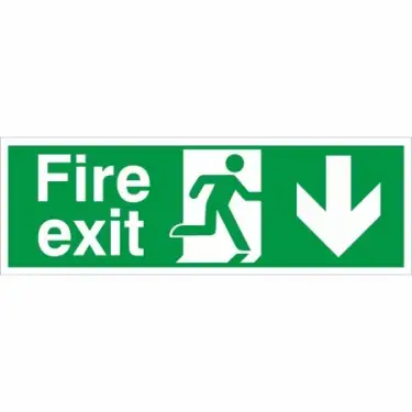 Click Here To Enlarge This Photo Of Foam Board (3mm) Extra Large 900mm x 300mm Fire Exit Arrow Down Sign