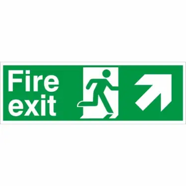 Click Here To Enlarge This Photo Of Self Adhesive Vinyl Fire Exit Arrow Up Right Sign