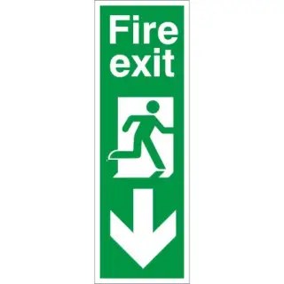 Rigid Plastic (1mm) Fire Exit Arrow Down Sign