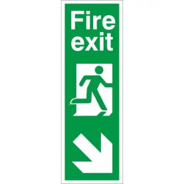 Click Here To Enlarge This Photo Of Rigid Plastic (1mm) Fire Exit Arrow Down Right Sign