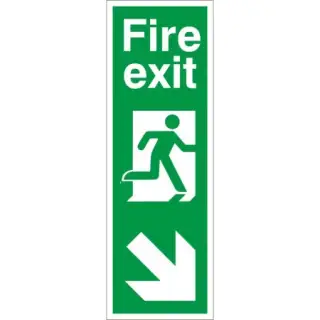Rigid Plastic (1mm) Fire Exit Arrow Down Right Sign