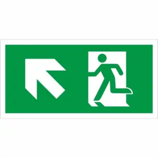 Self Adhesive Vinyl Fire Exit Symbol Only with Arrow Up Left Sign
