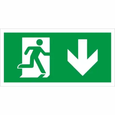 Click Here To Enlarge This Photo Of Self Adhesive Vinyl Fire Exit Symbol Only with Arrow Down Sign