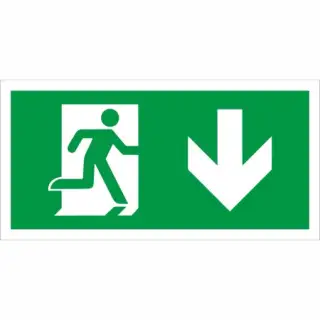 Rigid Plastic (1mm) Fire Exit Symbol Only with Arrow Down Sign