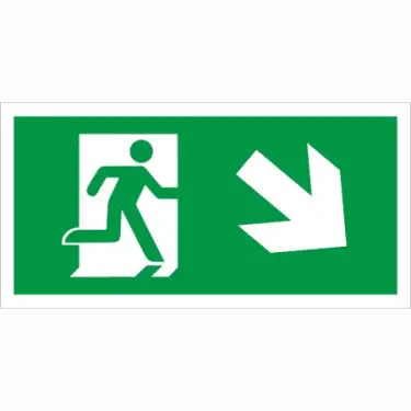 Click Here To Enlarge This Photo Of Self Adhesive Vinyl Fire Exit Symbol Only with Arrow Down Right Sign