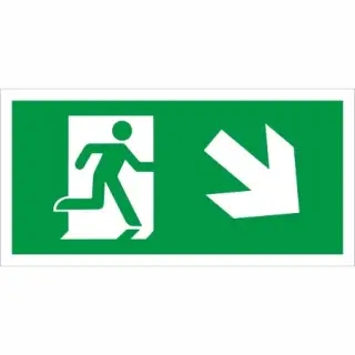 Self Adhesive Vinyl Fire Exit Symbol Only with Arrow Down Right Sign