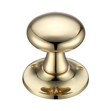 Click Here To Enlarge This Photo Of FB501 - Zoo Hardware Fulton & Bray Mushroom Mortice Knob Furniture (Unsprung) 60mm Rose dia. Polished Brass