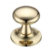 FB501 - Zoo Hardware Fulton & Bray Mushroom Mortice Knob Furniture (Unsprung) 60mm Rose dia. Polished Brass