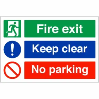 Rigid Plastic (2mm) "Fire Exit Keep Clear - No Parking" Sign