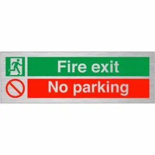 Brushed Aluminium (3mm) "Fire Exit - No Parking" Sign