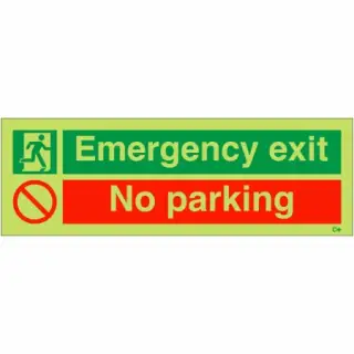 Photoluminescent (Glow in the Dark) Rigid Plastic (Class C) "Emergency Exit - No Parking" Sign