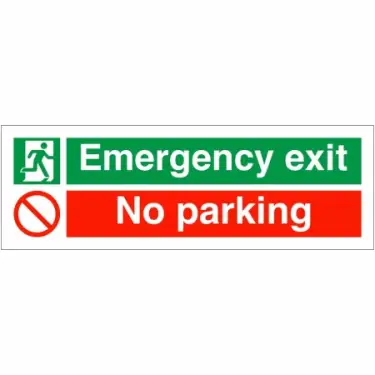 Click Here To Enlarge This Photo Of Self Adhesive Vinyl "Emergency Exit - No Parking" Sign